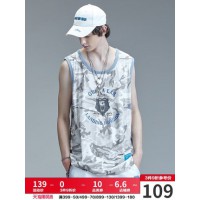 GUUKA迷彩无袖背心男潮牌 夏季学生嘻哈运动纯棉健身工字背心宽松
